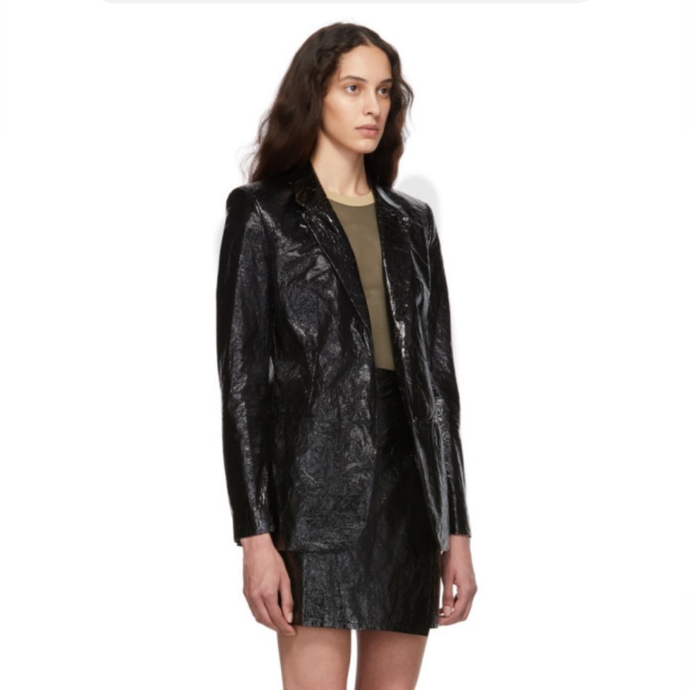 Black shiny  blazer. Women’s Helmut Lang wet-look black jacket/blazer 8 - Picture 5 of 16